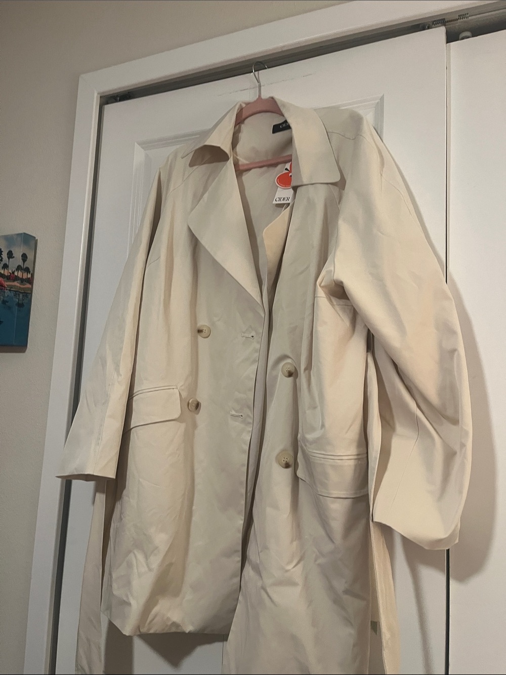 Cider Oversized Cream Trench Coat